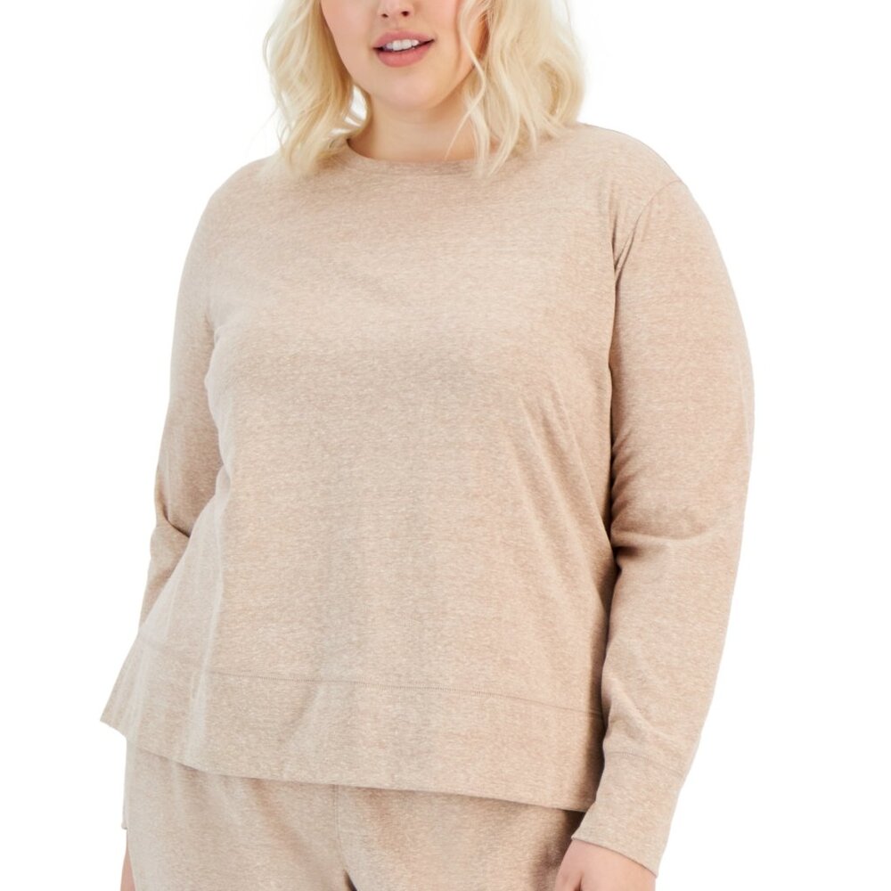 ID Ideology Plus Size Retro Long-Sleeve Top, Created for Macy's - Choco Malt
